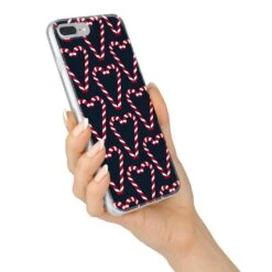 Candy Cane Pattern IPhone Case -Wrap & Case Store Candy Cane Pattern iPhone 7 Plus Bumper Case on Silver iPhone Alternative Image