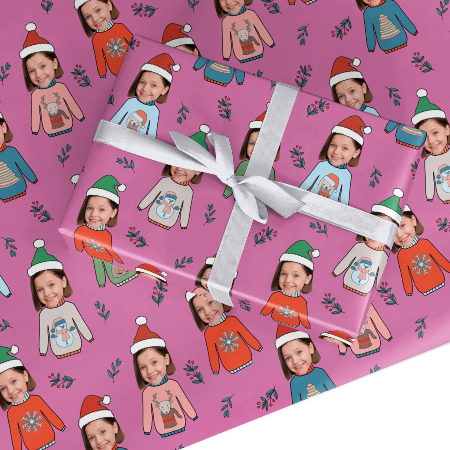 Christmas Jumper Photo Face Personalised Wrapping Paper