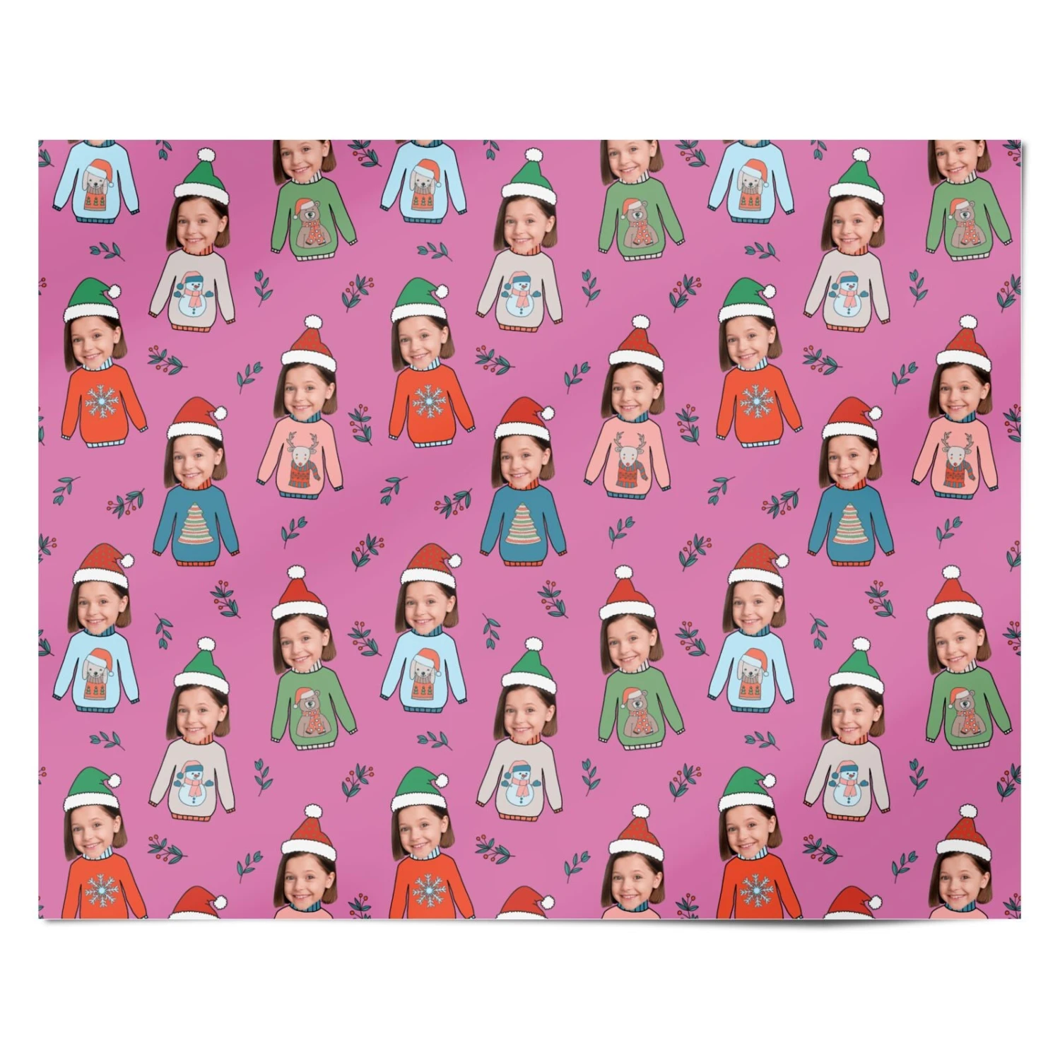 Christmas Jumper Photo Face Personalised Wrapping Paper - Image 4