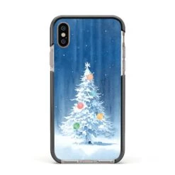 Christmas Tree IPhone Case -Wrap & Case Store Christmas Tree Apple iPhone Xs Impact Case Black Edge on Gold Phone