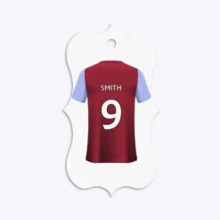 Claret And Blue Personalised Football Shirt Gift Tags -Wrap & Case Store Claret and Blue Personalised Football Shirt Bracket Gift Tag