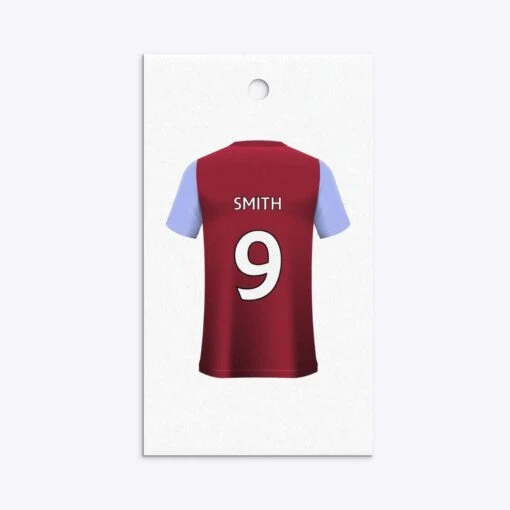 Claret And Blue Personalised Football Shirt Gift Tags - Image 2