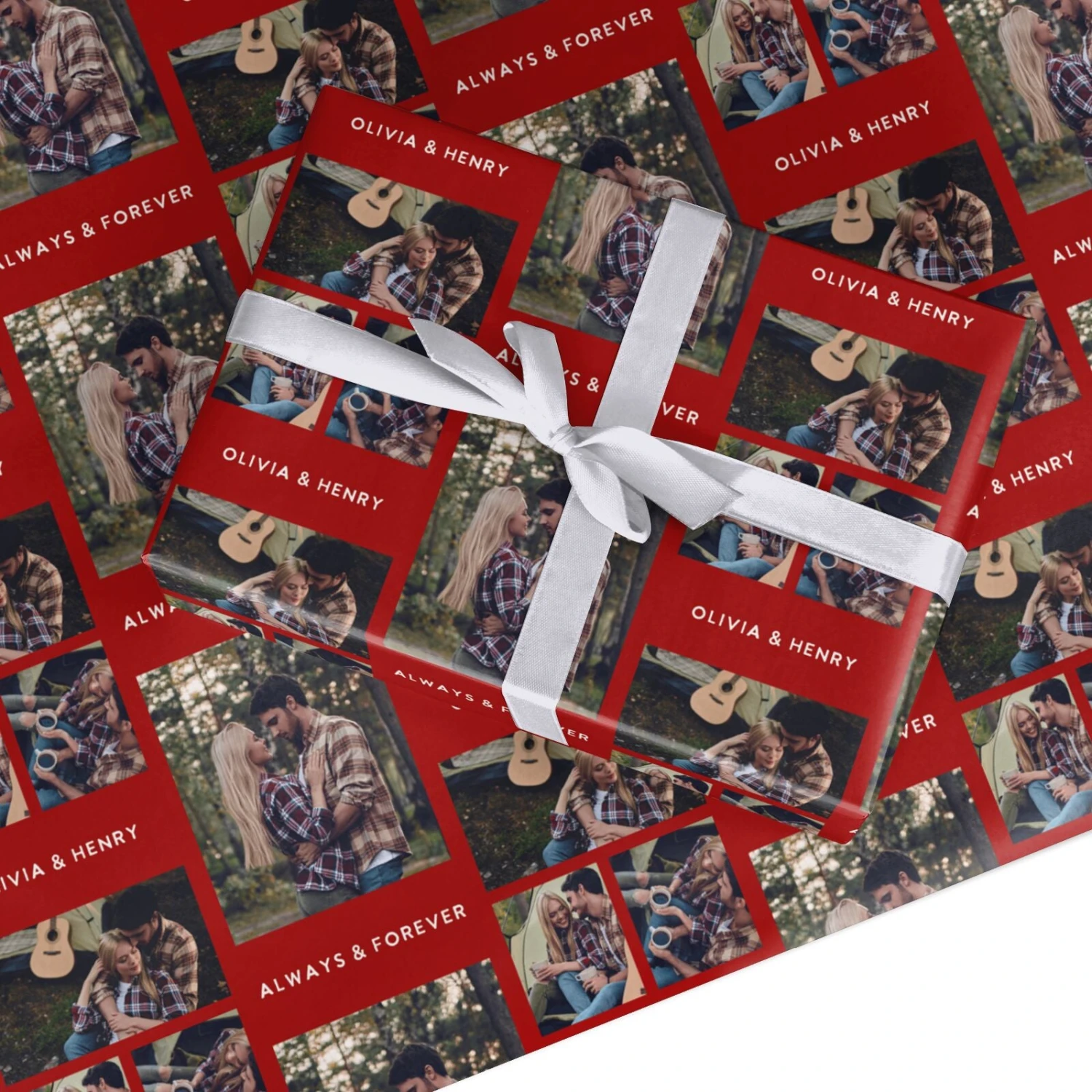 Couples Photo Collage Personalised Wrapping Paper