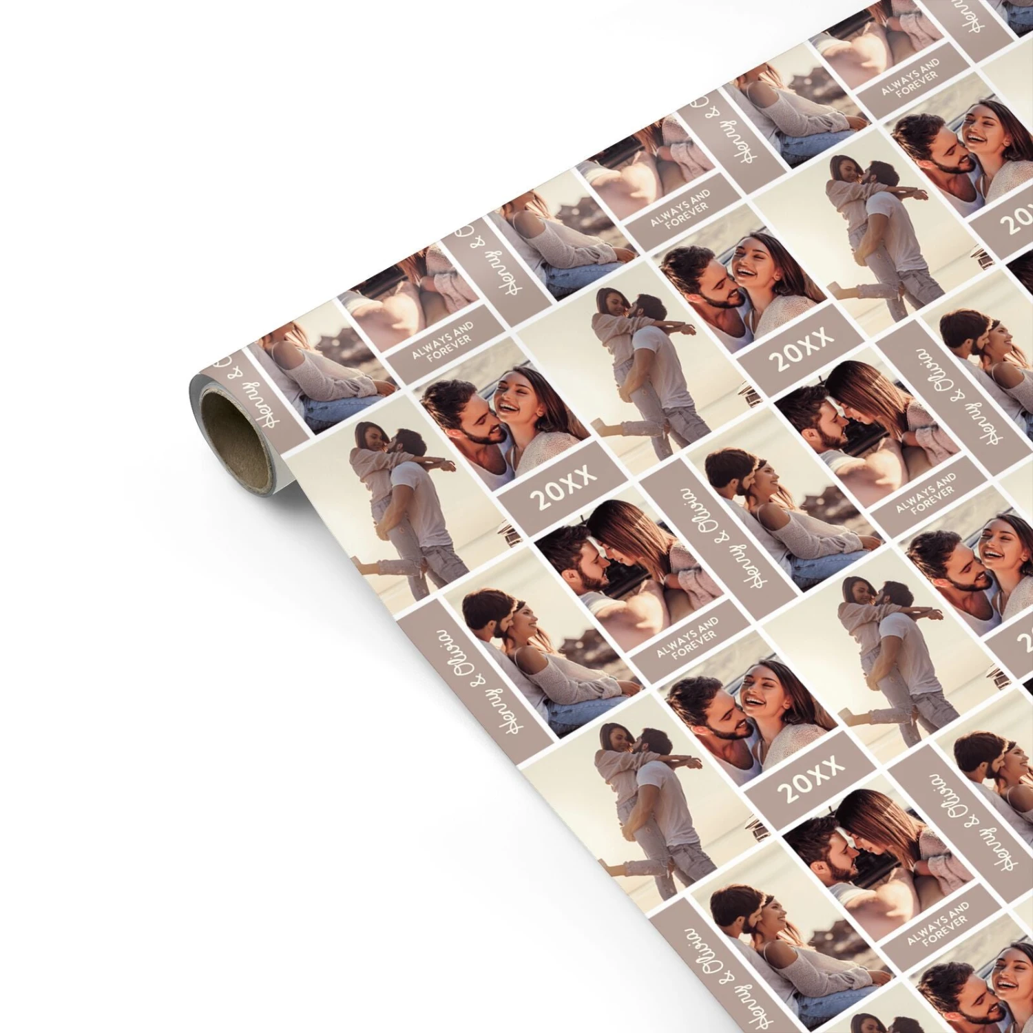 Couples Valentine Photo Collage Personalised Wrapping Paper - Image 2