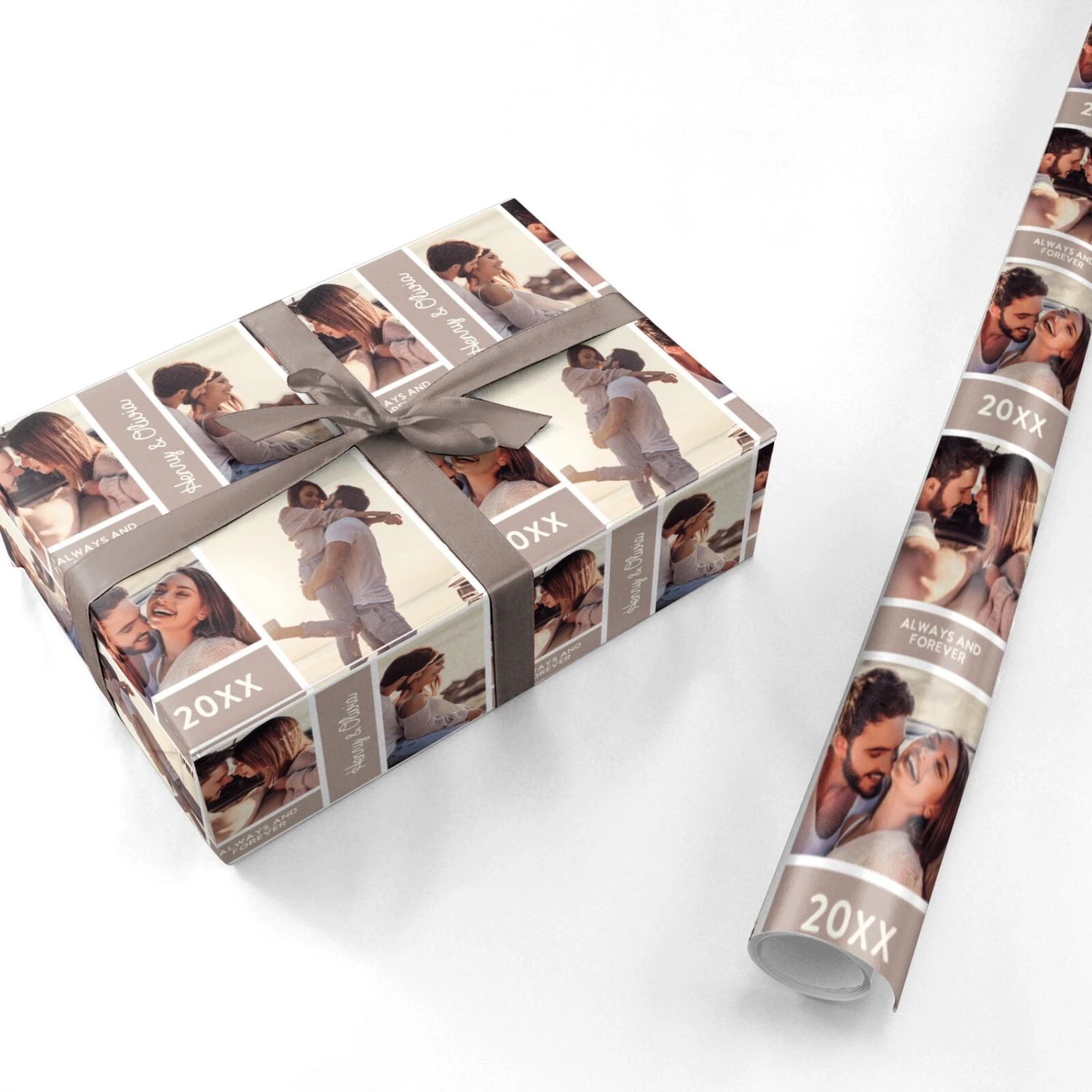 Couples Valentine Photo Collage Personalised Wrapping Paper - Image 3