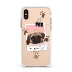Custom Dog Picture With Name IPhone Case -Wrap & Case Store Custom Dog Picture with Name Apple iPhone Xs Impact Case White Edge on Gold Phone