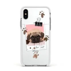 Custom Dog Picture With Name IPhone Case -Wrap & Case Store Custom Dog Picture with Name Apple iPhone Xs Impact Case White Edge on Silver Phone