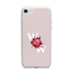 Custom Dual Initial Floral IPhone Case -Wrap & Case Store Custom Dual Initial Floral iPhone 7 Bumper Case on Silver iPhone