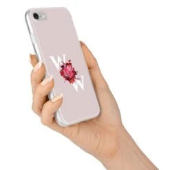 Custom Dual Initial Floral IPhone Case -Wrap & Case Store Custom Dual Initial Floral iPhone 7 Bumper Case on Silver iPhone Alternative Image