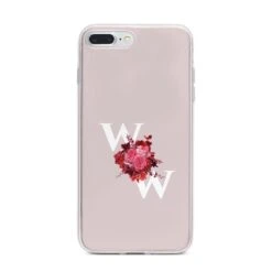 Custom Dual Initial Floral IPhone Case -Wrap & Case Store Custom Dual Initial Floral iPhone 7 Plus Bumper Case on Silver iPhone