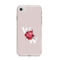 Custom Dual Initial Floral IPhone Case -Wrap & Case Store Custom Dual Initial Floral iPhone 8 Bumper Case on Silver iPhone