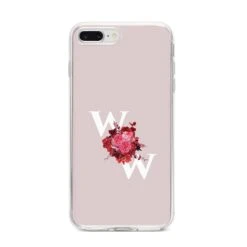 Custom Dual Initial Floral IPhone Case -Wrap & Case Store Custom Dual Initial Floral iPhone 8 Plus Bumper Case on Silver iPhone