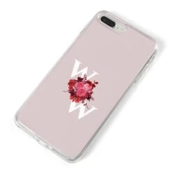 Custom Dual Initial Floral IPhone Case -Wrap & Case Store Custom Dual Initial Floral iPhone 8 Plus Bumper Case on Silver iPhone Alternative Image