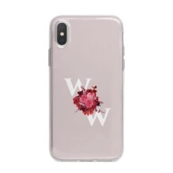 Custom Dual Initial Floral IPhone Case -Wrap & Case Store Custom Dual Initial Floral iPhone X Bumper Case on Silver iPhone Alternative Image 1