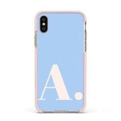 Custom Initial IPhone Case -Wrap & Case Store Custom Initial Apple iPhone Xs Impact Case Pink Edge on Gold Phone