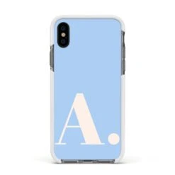 Custom Initial IPhone Case -Wrap & Case Store Custom Initial Apple iPhone Xs Impact Case White Edge on Black Phone