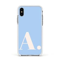 Custom Initial IPhone Case -Wrap & Case Store Custom Initial Apple iPhone Xs Impact Case White Edge on Silver Phone