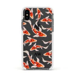 Custom Koi Fish IPhone Case -Wrap & Case Store Custom Koi Fish Apple iPhone Xs Impact Case White Edge on Black Phone
