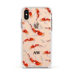 Custom Koi Fish IPhone Case -Wrap & Case Store Custom Koi Fish Apple iPhone Xs Impact Case White Edge on Gold Phone