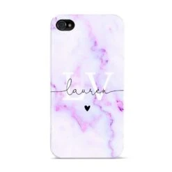 Customisable Name Initial Marble IPhone Case -Wrap & Case Store Customisable Name Initial Marble Apple iPhone 4s Case