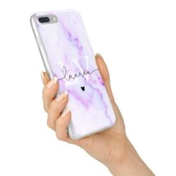 Customisable Name Initial Marble IPhone Case -Wrap & Case Store Customisable Name Initial Marble iPhone 7 Plus Bumper Case on Silver iPhone Alternative Image