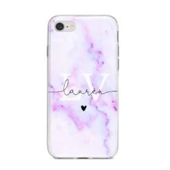 Customisable Name Initial Marble IPhone Case -Wrap & Case Store Customisable Name Initial Marble iPhone 8 Bumper Case on Silver iPhone