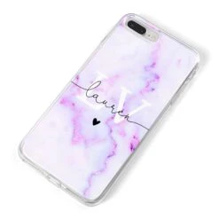 Customisable Name Initial Marble IPhone Case -Wrap & Case Store Customisable Name Initial Marble iPhone 8 Plus Bumper Case on Silver iPhone Alternative Image