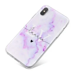 Customisable Name Initial Marble IPhone Case -Wrap & Case Store Customisable Name Initial Marble iPhone X Bumper Case on Silver iPhone