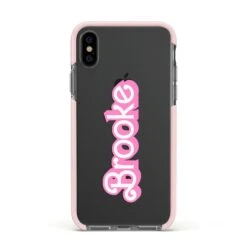 Dream Name IPhone Case -Wrap & Case Store Dream Name Apple iPhone Xs Impact Case Pink Edge on Black Phone