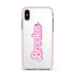 Dream Name IPhone Case -Wrap & Case Store Dream Name Apple iPhone Xs Impact Case Pink Edge on Silver Phone