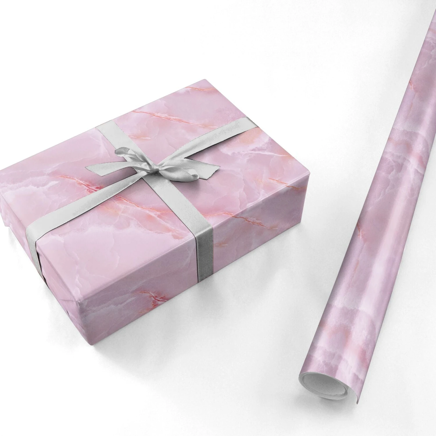 Dreamy Pink Marble Wrapping Paper - Image 3