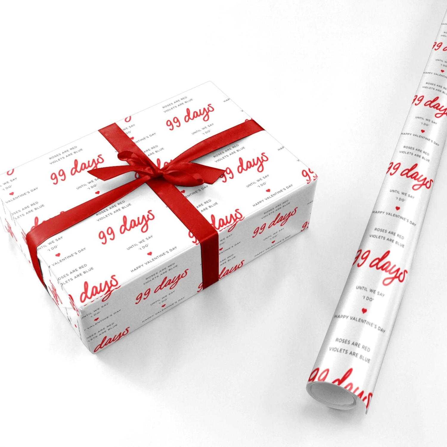 Engaged Couple Valentine Wrapping Paper - Image 3