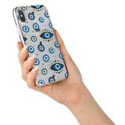Evil Eye Protection Pattern IPhone Case -Wrap & Case Store Evil Eye Protection Pattern iPhone X Bumper Case on Silver iPhone Alternative Image 2