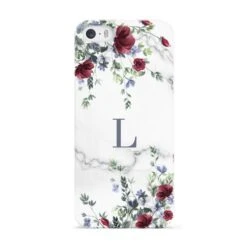 Floral Marble Monogram Personalised IPhone Case -Wrap & Case Store Floral Marble Monogram Personalised Apple iPhone 5 Case