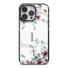 Floral Marble Monogram Personalised IPhone Case -Wrap & Case Store Floral Marble Monogram Personalised iPhone 14 Pro Max Black Impact Case on Silver phone