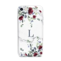 Floral Marble Monogram Personalised IPhone Case -Wrap & Case Store Floral Marble Monogram Personalised iPhone 7 Bumper Case on Silver iPhone