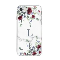 Floral Marble Monogram Personalised IPhone Case -Wrap & Case Store Floral Marble Monogram Personalised iPhone 8 Bumper Case on Silver iPhone
