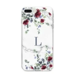 Floral Marble Monogram Personalised IPhone Case -Wrap & Case Store Floral Marble Monogram Personalised iPhone 8 Plus Bumper Case on Silver iPhone