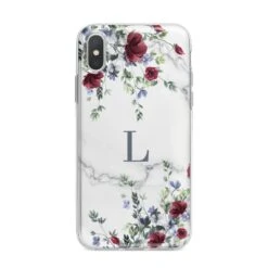 Floral Marble Monogram Personalised IPhone Case -Wrap & Case Store Floral Marble Monogram Personalised iPhone X Bumper Case on Silver iPhone Alternative Image 1