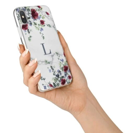 Floral Marble Monogram Personalised IPhone Case - Image 6