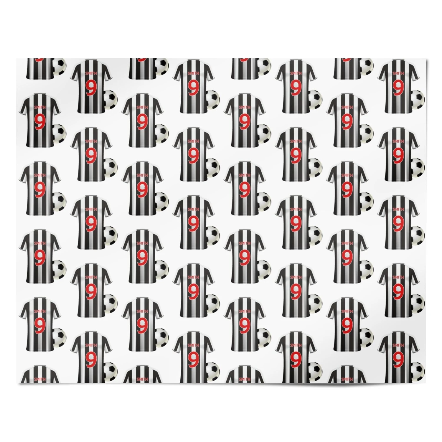 Football Shirt Black White Personalised Age Name Wrapping Paper - Image 4