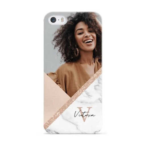 Geometric Marble Photo Upload IPhone Case - Image 3