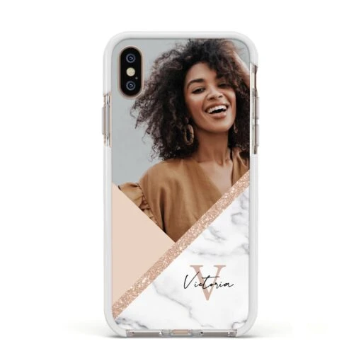Geometric Marble Photo Upload IPhone Case - Image 17