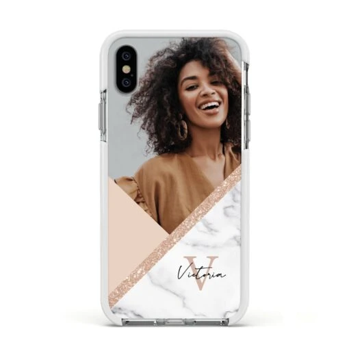 Geometric Marble Photo Upload IPhone Case - Image 16