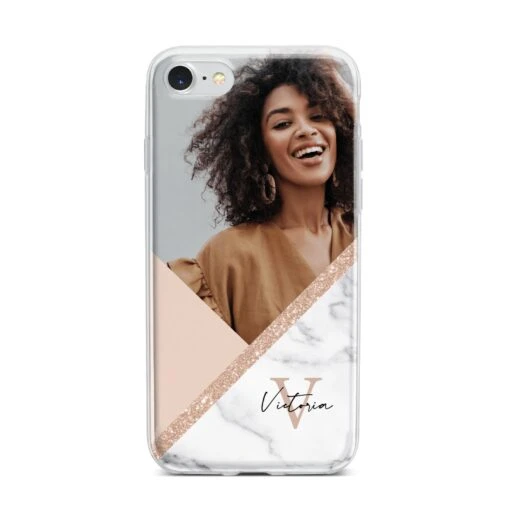 Geometric Marble Photo Upload IPhone Case - Image 12