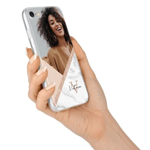 Geometric Marble Photo Upload IPhone Case - Image 13