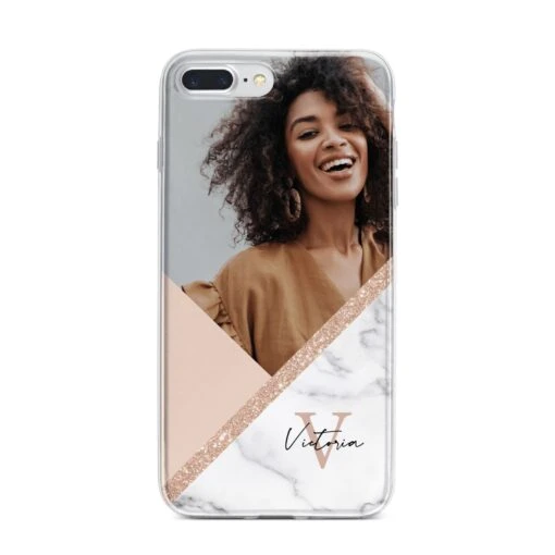 Geometric Marble Photo Upload IPhone Case - Image 14