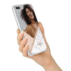 Geometric Marble Photo Upload IPhone Case -Wrap & Case Store Geometric Marble Photo Upload iPhone 7 Plus Bumper Case on Silver iPhone Alternative Image