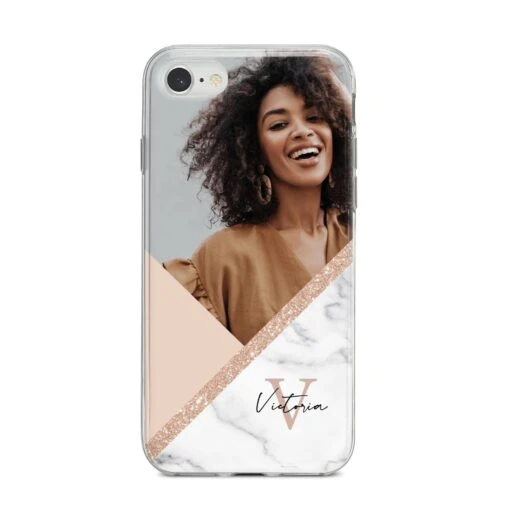Geometric Marble Photo Upload IPhone Case - Image 8