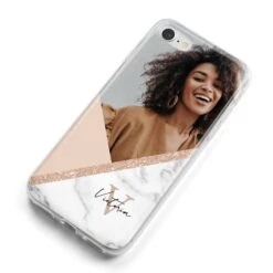 Geometric Marble Photo Upload IPhone Case -Wrap & Case Store Geometric Marble Photo Upload iPhone 8 Bumper Case on Silver iPhone Alternative Image